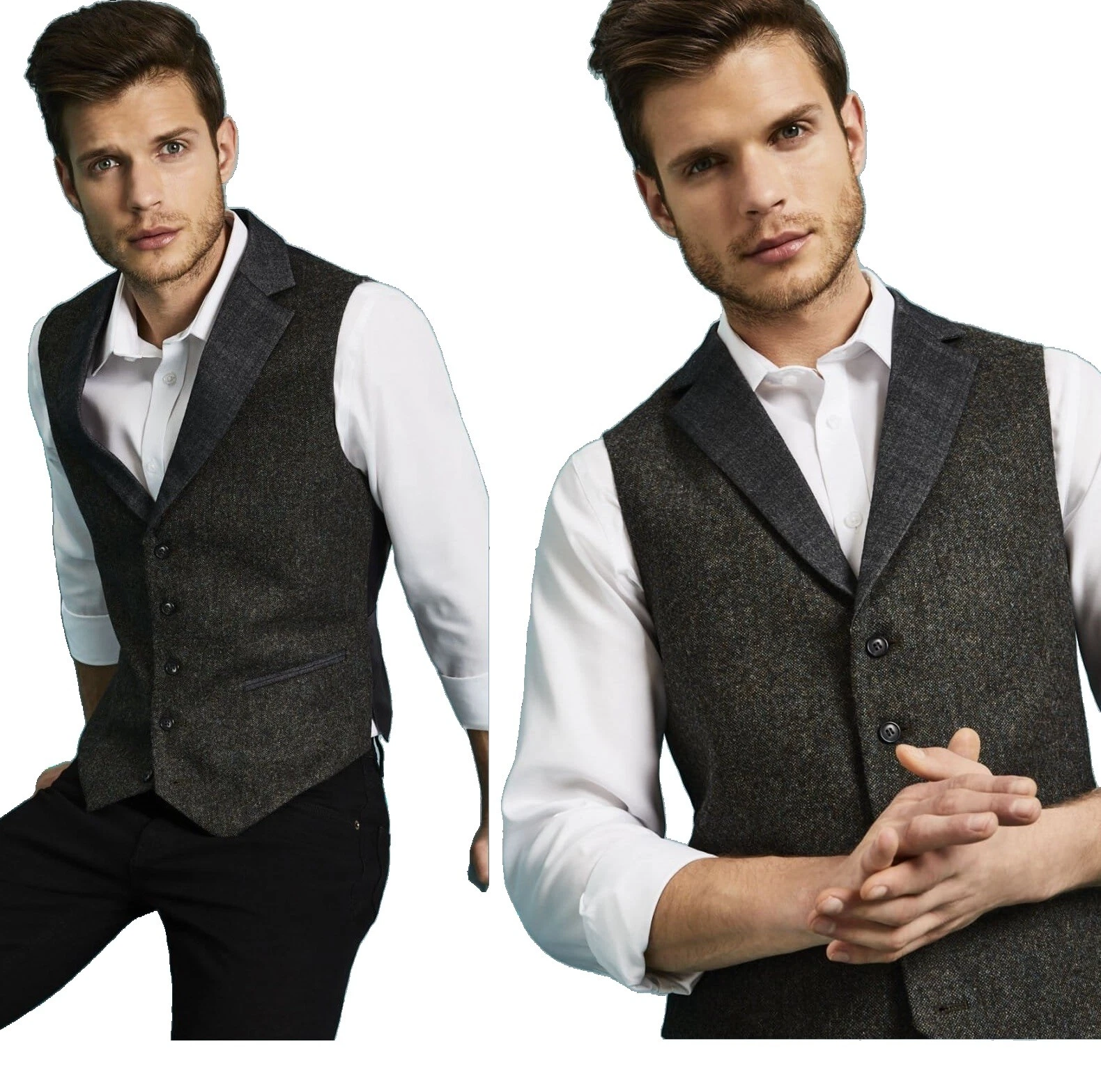 Mens Wool Tweed Waistcoat Wool Formal Vintage Tailored Vest Hospitality Casual
Opens in a new window