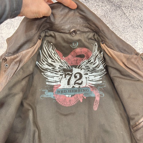 Giacca aviatore Debenhams uomo pelle marrone A-2 taglia L - Foto 13 di 13