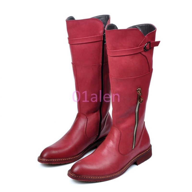 Da Uomo al Ginocchio Stivali Stivali Ginocchio Lunghi Equitazione da Combattimento in Pelle con Cerniera Fibbia Militare Scarpe Rosso bd9a38 Da Uomo al Ginocchio Stivali Stivali Ginocchio Lunghi Equitazione da Combattimento in Pelle con Cerniera Fibbia Militare Scarpe Rosso bd9a38