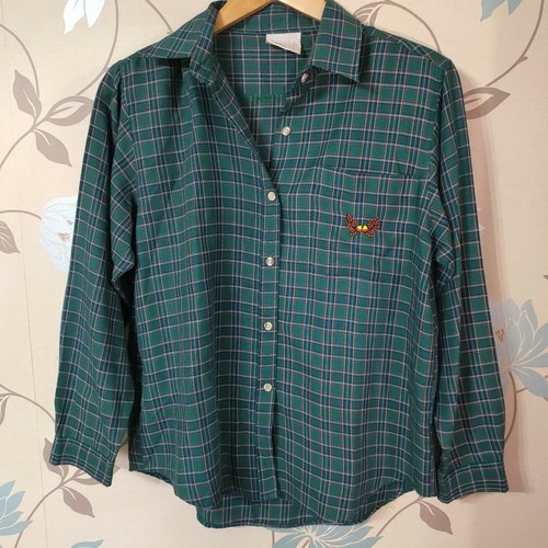 Vintage Dorothy Perkins Bluse UK 10 grün kariert kariert 80er 90er Chore Hemd - Bild 3 von 10