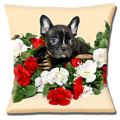 NEW CUTE FRENCH BULLDOG PUPPY PHOTO BRINDLE BLACK WHITE 16/" Pillow Cushion Cover