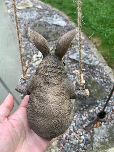 Swinging Bunny or Cat Statue Figurine Lawn Outdoor/Indoor Garden Decor Gift - Picture 6 of 8