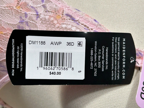 Maidenform Wireless Halter Bra 36D Convertible Pink Floral DM1188 - Picture 8 of 9