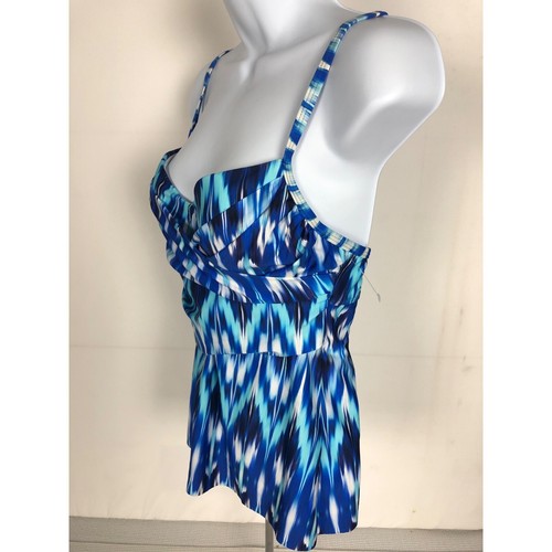 Athena Women's Tankini Top Size 6 Blue White Underwire New Without Tags - Picture 5 of 16