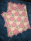 Vintage Handmade 72"x42" Hexagon Knit Twin Size Blanket Roses Pink Tassels READ