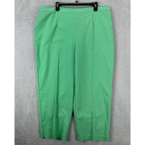 Alfred Dunner Pants Women 20W Plus Green Classic Fit Ankle High-Rise Pull On NEW