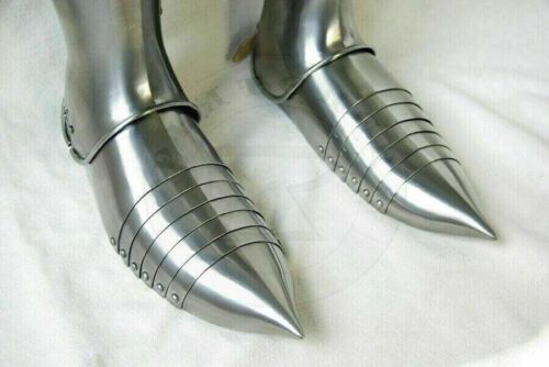 Medieval Leg Armor Steel Warrior Larp Greaves Knight Armor Sabatons cosplay SCA - Picture 2 of 5
