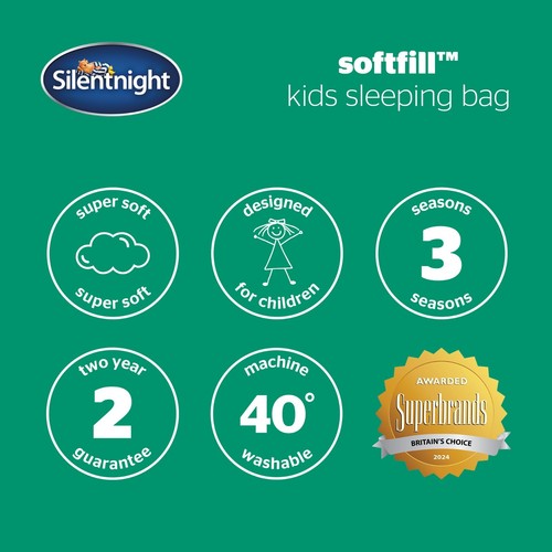 Silentnight Kids Sleeping Bag Girls Boys 3 Season Soft Touch Warm Cosy Easy Care - Picture 32 of 42