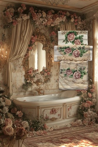 Jessica McClintock French Old Country Rose 3tlg Badetuch Set Floral Shabby Chic - Bild 2 von 5