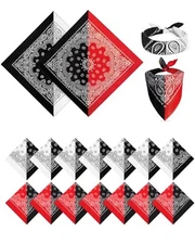  14 pieces Bandanas Paisley Print Novelty Headband Cowboy Black Red White