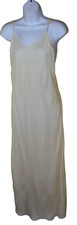 1930s DRESS SLIP FLAPPER GOWN IVORY RAYON BIAS CUT SHEATH ADJUSTABLE STRAPS 38