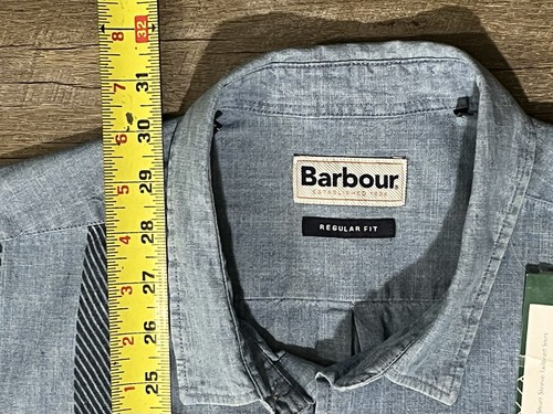 Camicia Barbour uomo L blu tartan con bottoni golf preppy classica nuova con etichetta - Foto 6 di 7