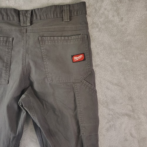 Milwaukee Pants Men 36x32 Gray Straight Leg Workwear Tools Work Resistant Pocket - Picture 6 of 9