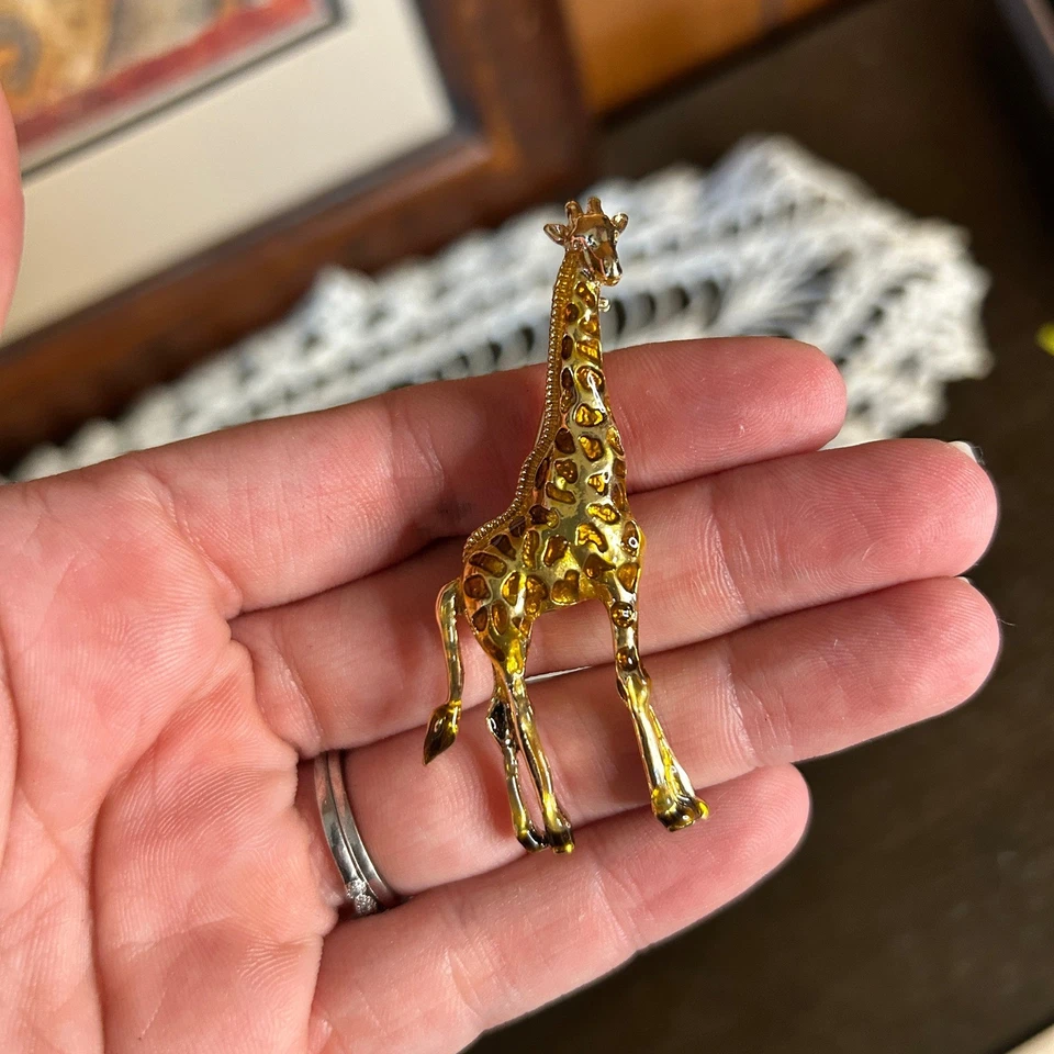 Broche prendedor jirafa tono dorado Napier vintage naturaleza animal vida silvestre joyería Foto 2 de 4