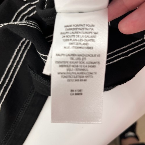 Lauren Ralph Lauren Pailletten Streifen Top Größe 1X Schwarz Weiß Glitzer Strick T-Shirt - Bild 9 von 10