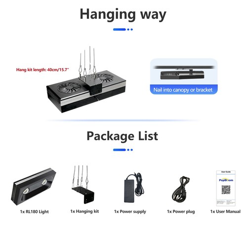 PopBloom RL180 WiFi Aquarium LED Reef Light Saltwater Coral Aquarium SPSLPS Grow - Picture 8 of 11