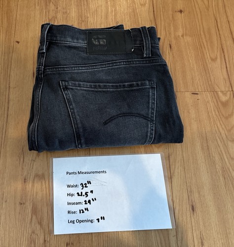 G Star Raw Jeans Mens Size 33x30 Black 3D Slim Straight Casual Denim Pants - Picture 2 of 6