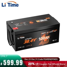 LiTime 36V 100Ah LiFePO4 Lithium Battery For Outboard Trolling Motor Golf Cart