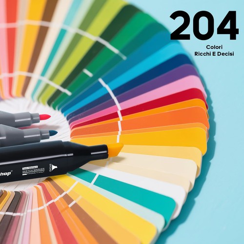 Tongfushop Marcatore 204 Colori Pennarelli Doppia Punta Impermeabile Marker Pen - Foto 2 di 24