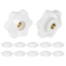 12pcs Star Knobs M5 Thread 32mm Head Through Hole Brass Insert Hand Knob White