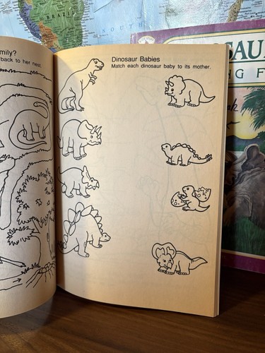 Vintage Dinosaurier Aktivitätsbücher 80er Jahre unmarkierte Seiten Posten von 4 - Bild 4 von 6