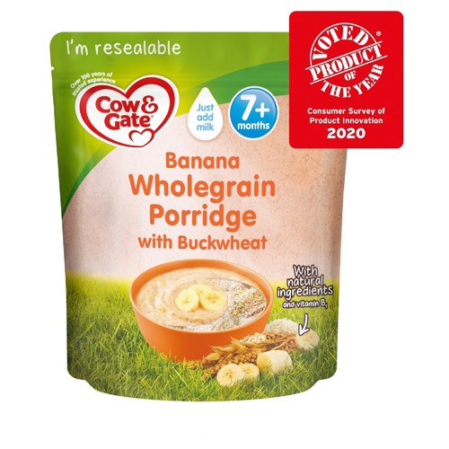 4 x 200g Cow & Gate Banana Wholegrain Porridge Baby Cereal 7+ Months - Picture 3 of 9