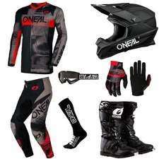 O'Neal Element Roller Gray motocross gear Jersey Pants Gloves Boots Helmet Set