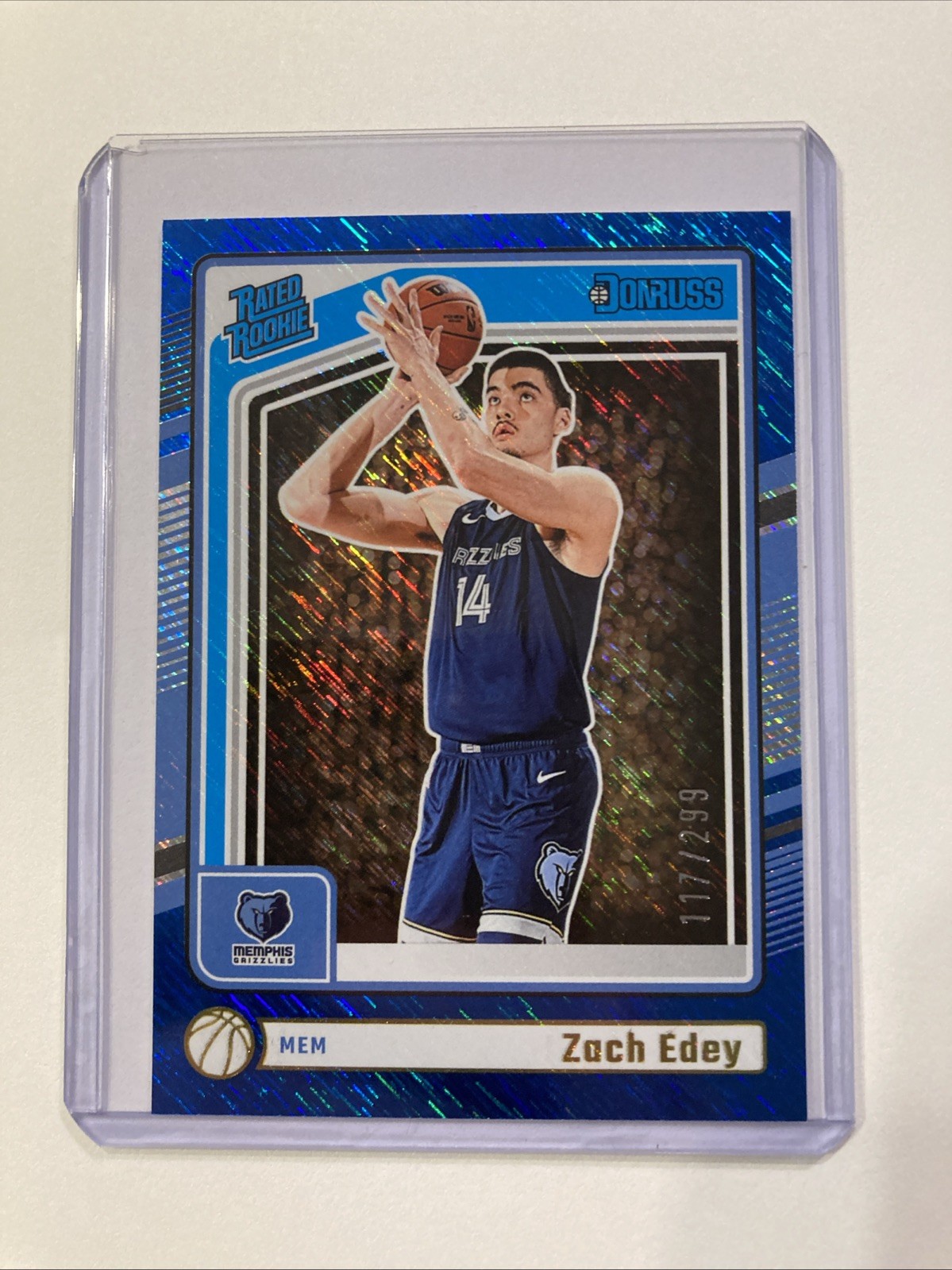 2024-25 Panini Donruss - Rated Rookie Zach Edey #239 Holo Blue Laser /49 (RC)