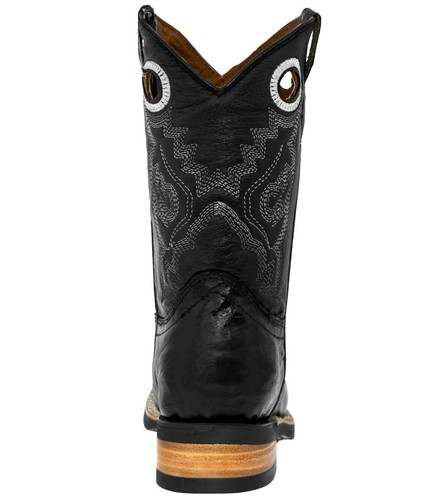 Kids Western Cowboy Boots Classic Pull On Black Leather Size 9, 10, 11, 12 - Picture 4 of 6