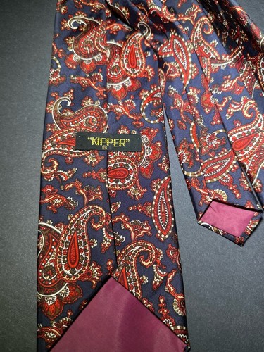 Vintage Kipper Men’s Blue Red Green Yellow White Paisley Tie Pre-owned - Picture 5 of 7