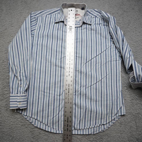 Robert Graham Hemd Herren XL blau Streifen Flip Manschetten Knopfleiste - Bild 8 von 9