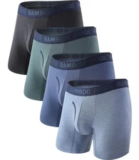 BAMBOO COOL Mens Underwear Boxer Briefs,Regular Leg,Breathable Soft Moisture-...