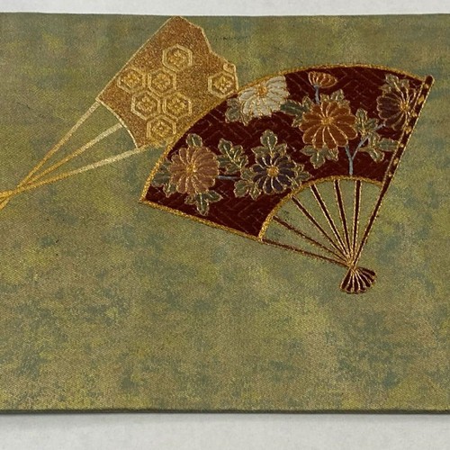 Japanese kimono Silk Nagoya obi achats Fan Chrysanthemum Foil Kin Iro Superior item 037