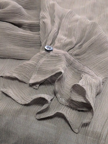 Polo Ralph Lauren Brown Silk Ruffled Long Sleeves Sheer Button Up Blouse Top XL - Picture 6 of 10