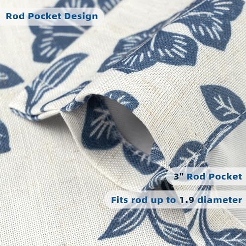 Boho Linen Blend Kitchen Valance Curtain 52"W x 18"L (Pack of 1) Ivory Navy - Bild 3 von 7
