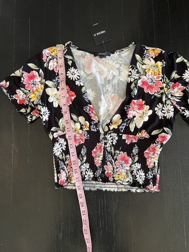 Forever 21 Floral V-Neck Blouse - Black, Pink, Yellow size L. 16 - Foto 5 di 8