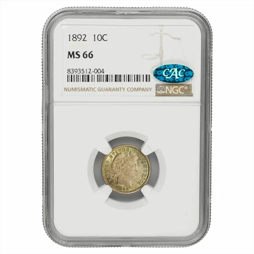 1892 Barber Dime 10C NGC MS 66 CAC