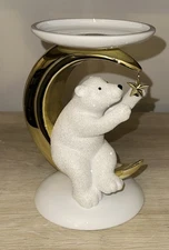 Bath & Body Works 2025 Polar Bear Moon Crescent 3 Wick Candle Holder Glitter