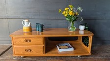 Mid-Century Vintage Ercol Windsor Minerva Coffee Table TV Unit Light Blonde Ash