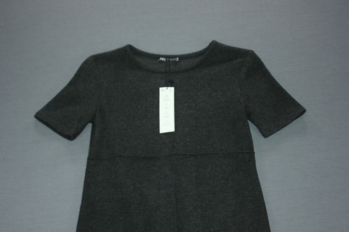 ZARA Soft Mini Dress Women's Size Small S NWT Grey Polyester Cotton - Picture 12 of 12