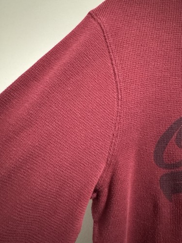 Vtg Old Navy Logo Thermal Shirt Mens Large Burgundy LS Waffle Knit Pullover Y2K - Picture 4 of 9