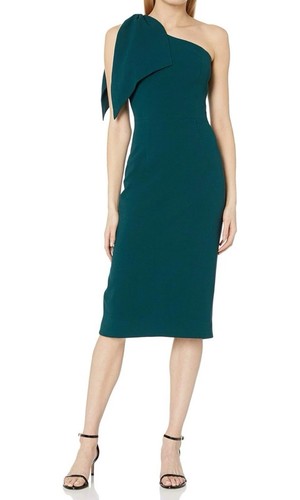 Vestido midi DRESS THE POBLATION para mujer pequeño verde Tiffany lazo de un hombro nuevo - Imagen 2 de 17