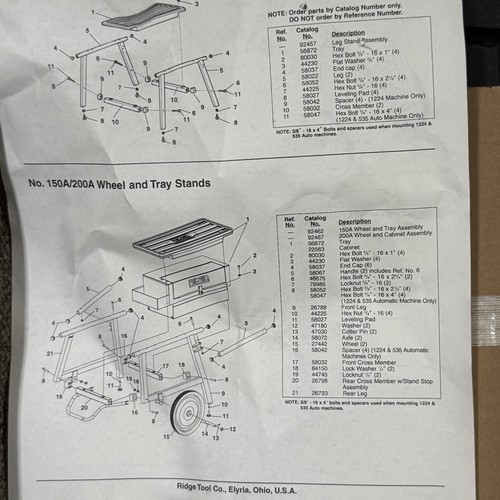 RIDGID 92462 150A Universal Wheel Frame Assembly Stand 92617/56872 - Picture 5 of 6