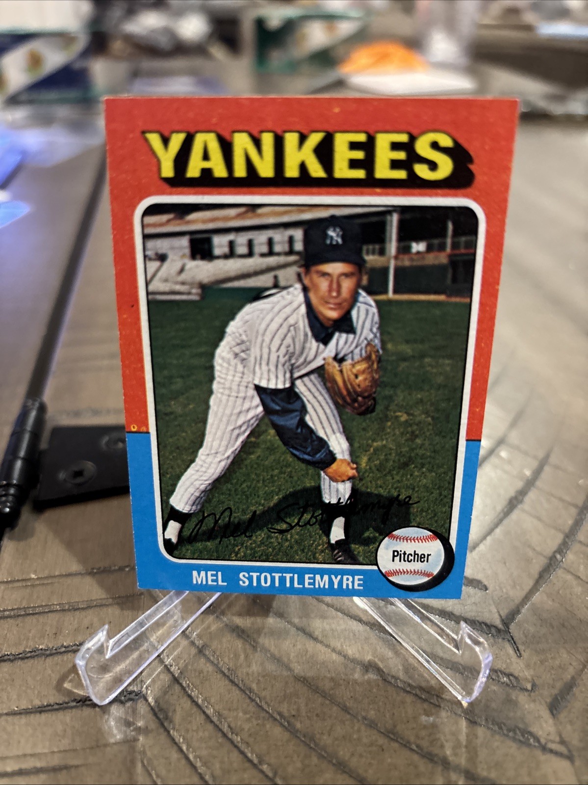 1975 Topps Baseball Mel Stottlemyre New York Yankees Mini Card #183 NM