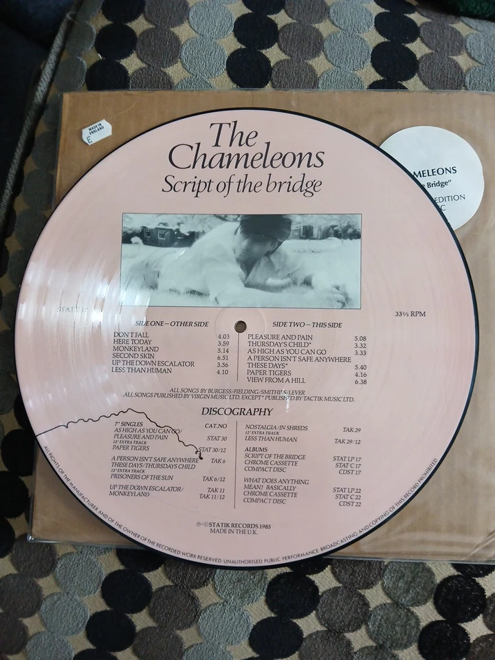 THE CHAMELEONS SCRIPT OF THE BRIDGE LP PICTURE DISC Post Punk Goth - Image 2 of 3