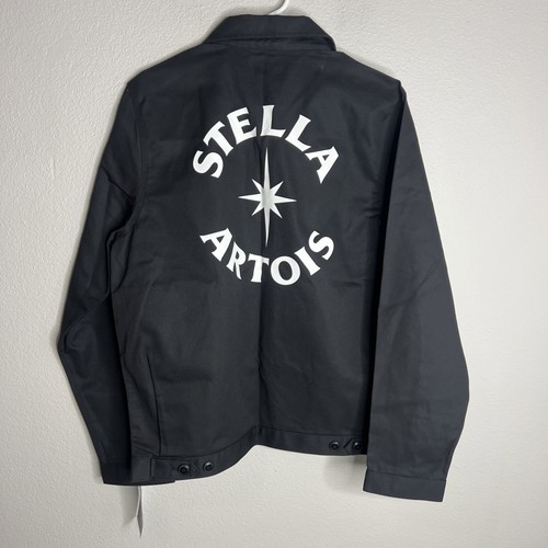 Dickies Men's Jacket Medium Unlined Eisenhower Black Stella Artois Full Zip NWT - Picture 5 of 8