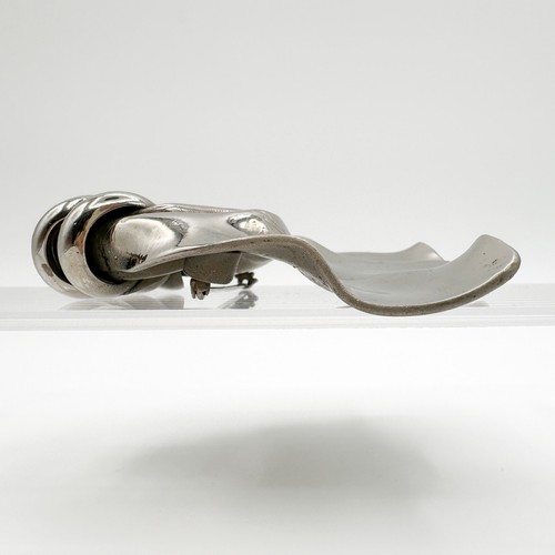 1940s H. Pomerantz Huge Epic Silver Tone Modernist Brooch MCM Biomorphic Bow - Picture 11 of 12