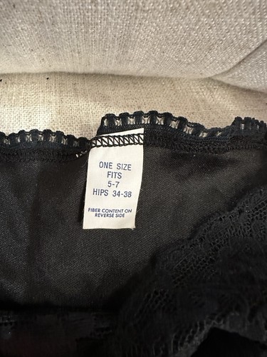 Slip mutandine nonna pizzo nero vintage Be Free 34-38” fianchi taglia 5-7 USA NUOVO - Foto 4 di 5