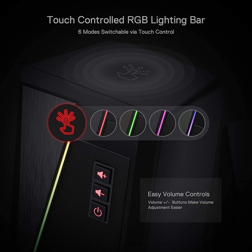 Redragon GS520 RGB Desktop Speakers, 2.0 Channel PC Computer Stereo Speaker - Picture 6 of 9