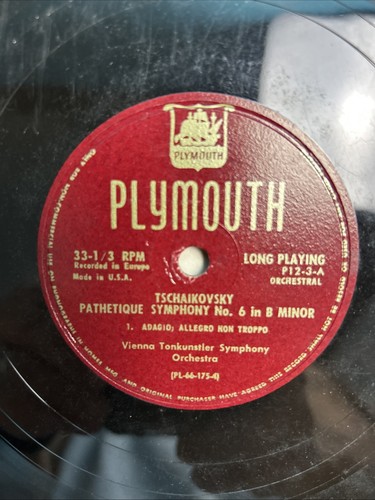 Vintage Plymouth Merit Tschaikovsky Pathetique #6 B Minor P12-3 LP Vinyl Record - Foto 4 di 5